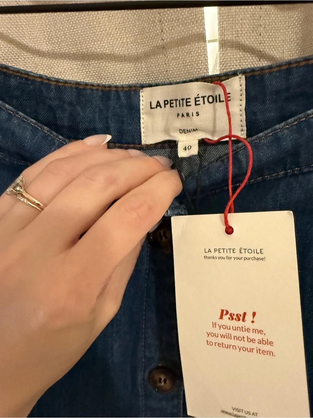 La Petite Etoile Classic Button-Front Blue Denim Midi Skirt 40 M
